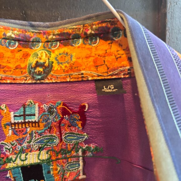 Colorful Stripe Robert Graham Men's Shirt with Flip Cuffs Large - Picture 5 of 8